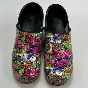 Bjork Swedish Comfort Professional Graffiti Leather Clogs